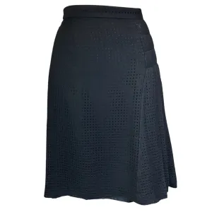 Akris Black Perforated Wool Skirt