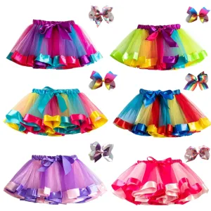 Baby Girls Mini Tulle Petite Skirt Dance Rainbow Princess Skirt