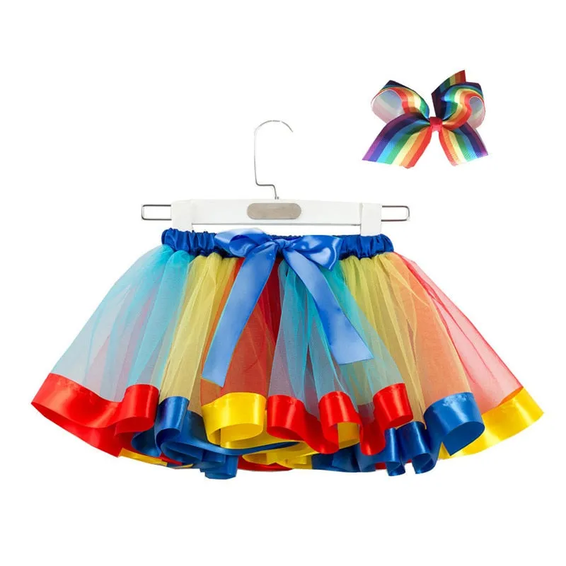 Baby Girls Mini Tulle Petite Skirt Dance Rainbow Princess Skirt