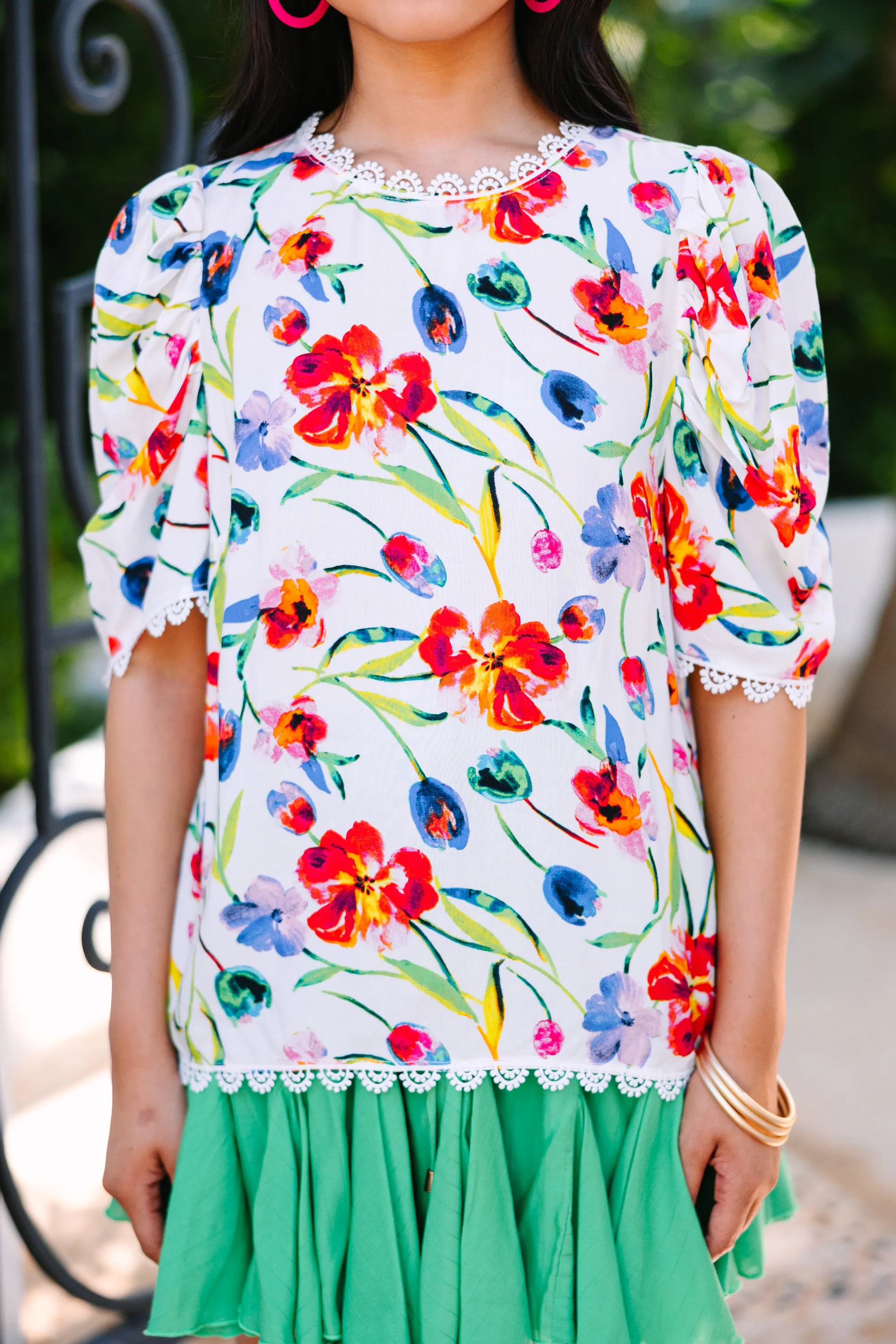 Been Through It All Ivory White Floral Blouse