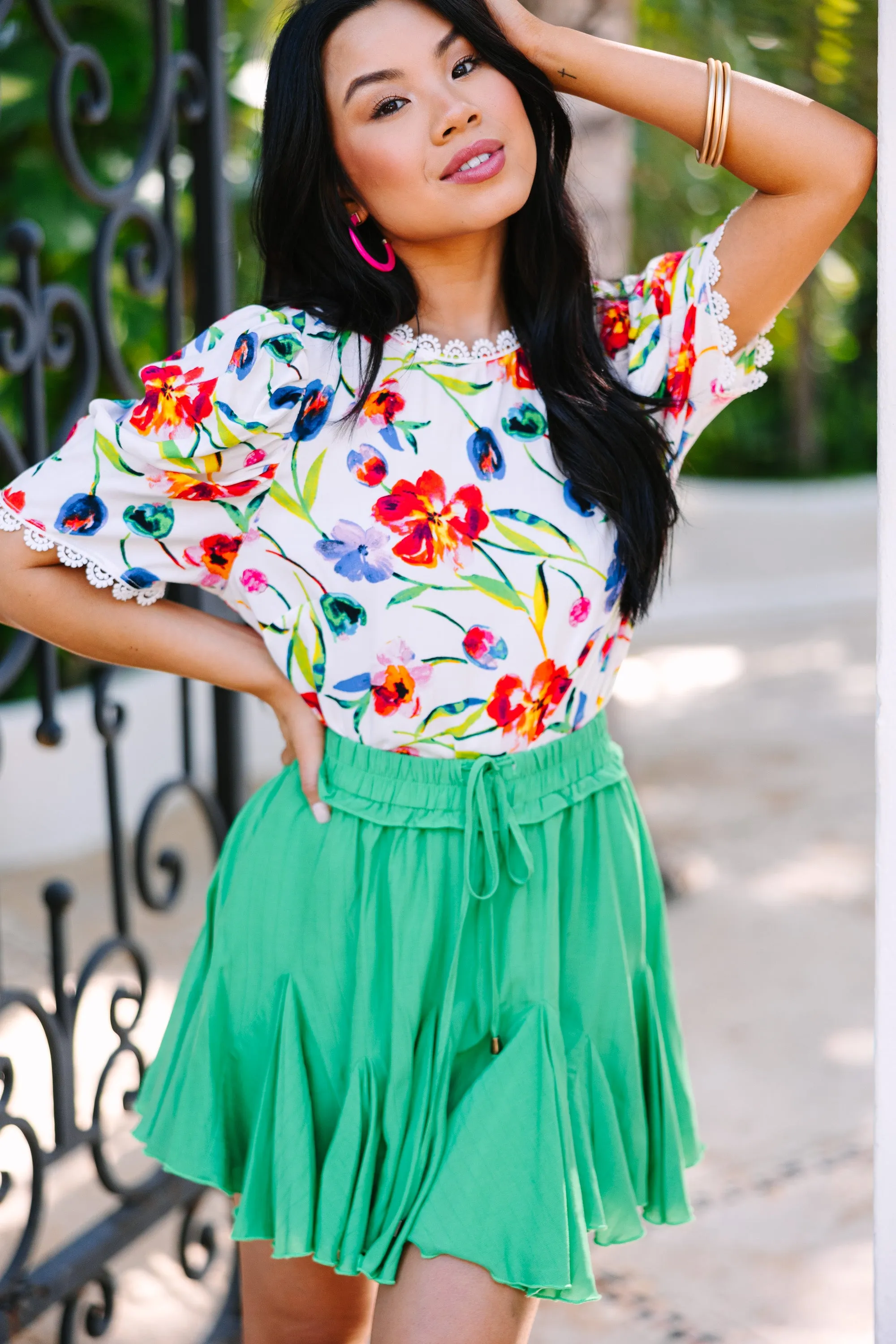 Been Through It All Ivory White Floral Blouse