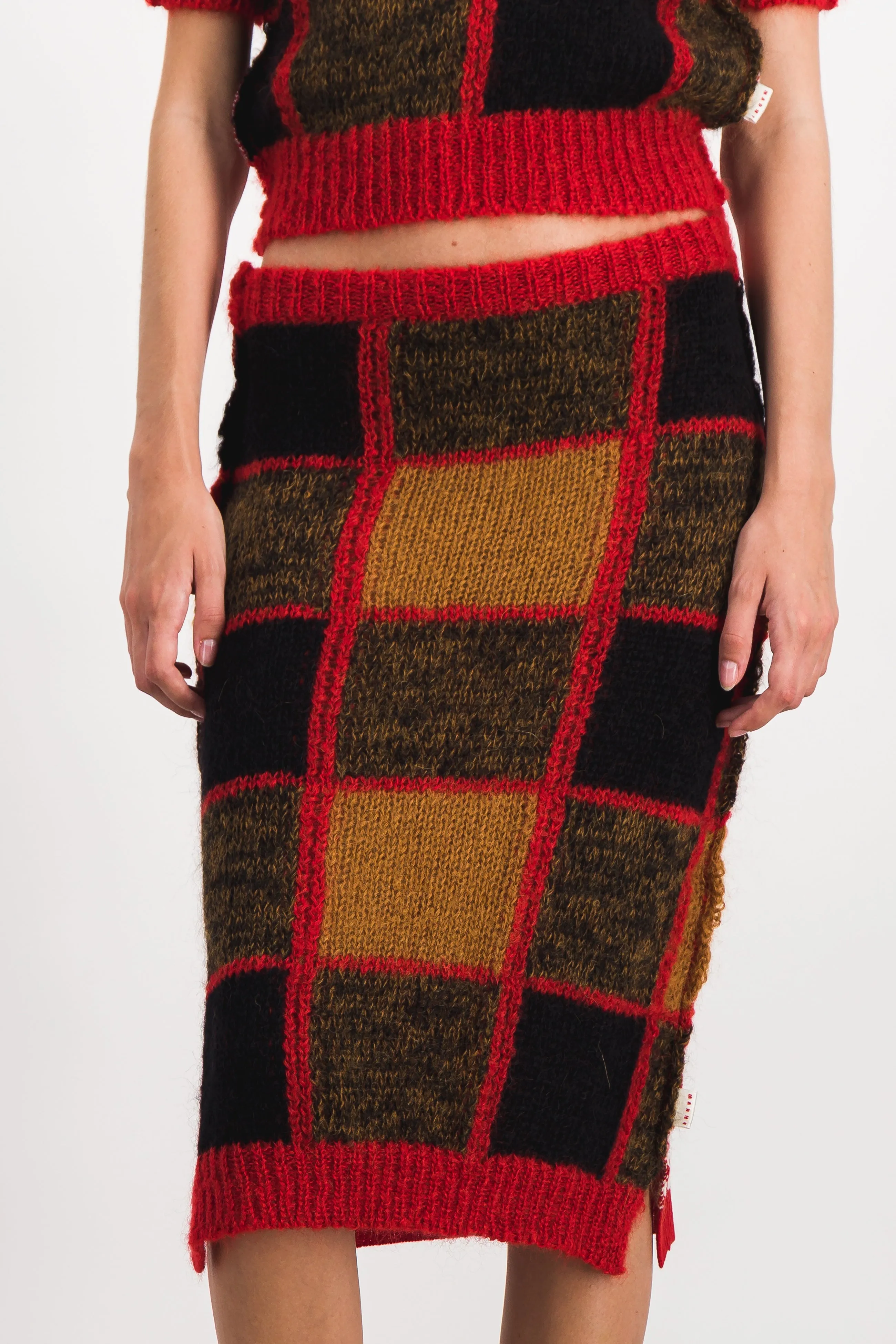 Bi-pattern tulip wool skirt