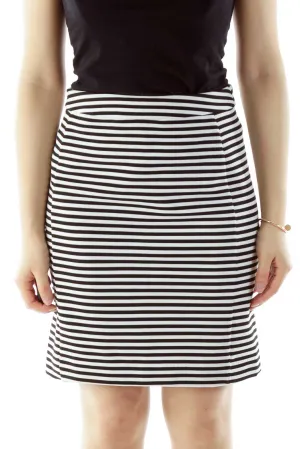 Black White Striped Textured Skirt