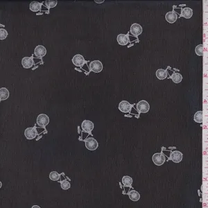 Black/Silver Bicycle Georgette Fabric