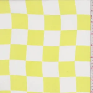 Bright Lemon/White Check Georgette Fabric