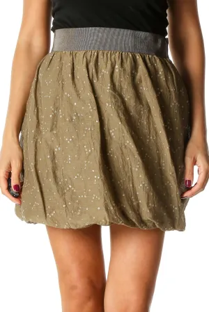 Brown Textured Chic Balloon Skirt