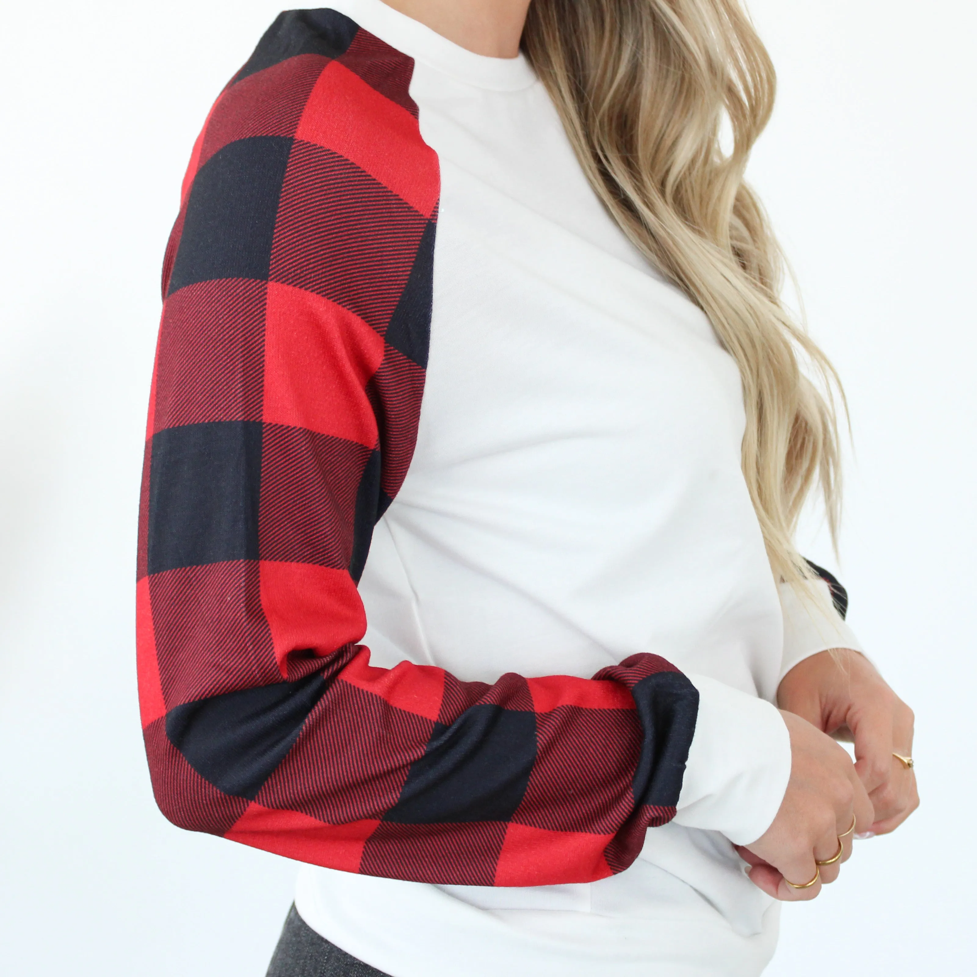 Buffalo Plaid Sleeve Top