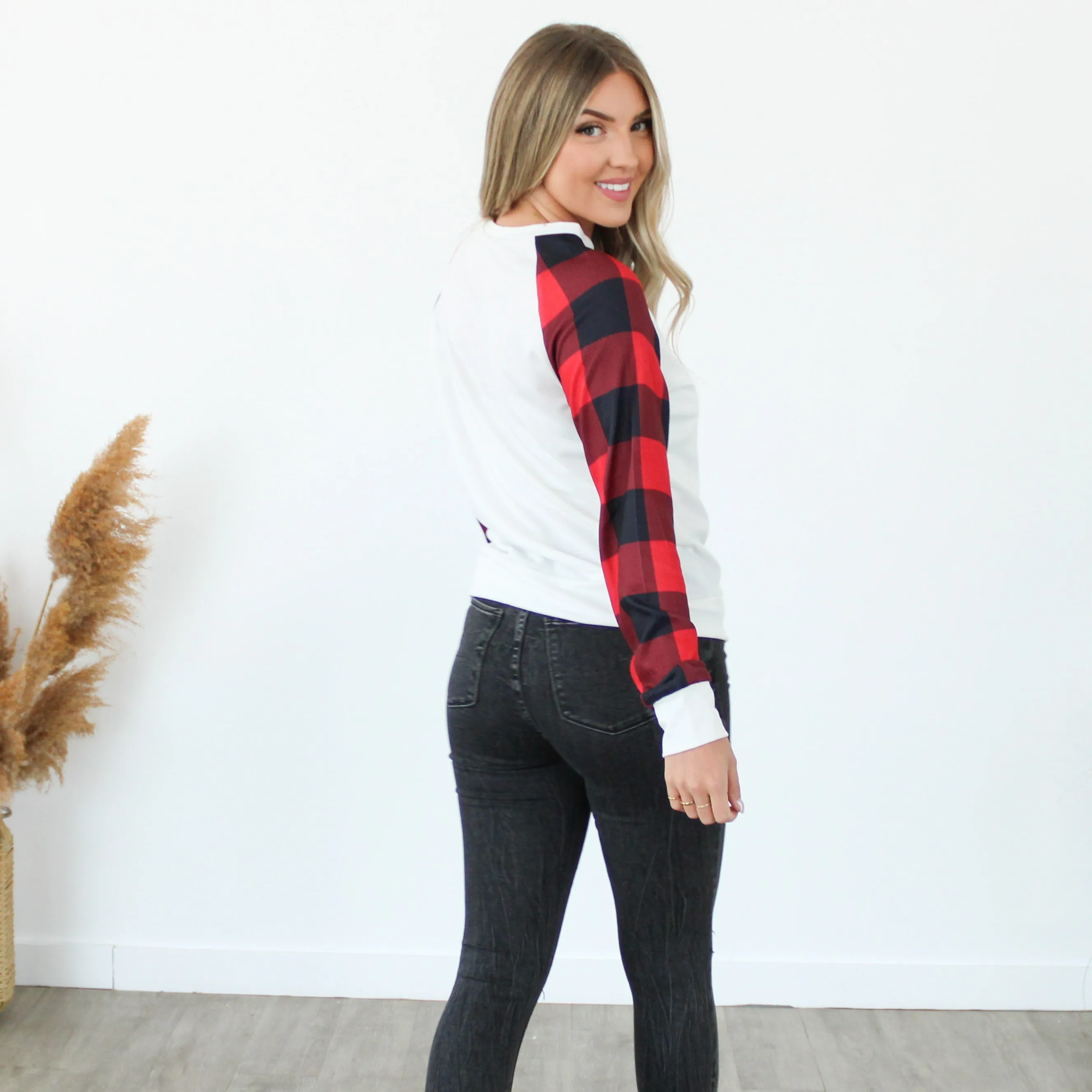 Buffalo Plaid Sleeve Top