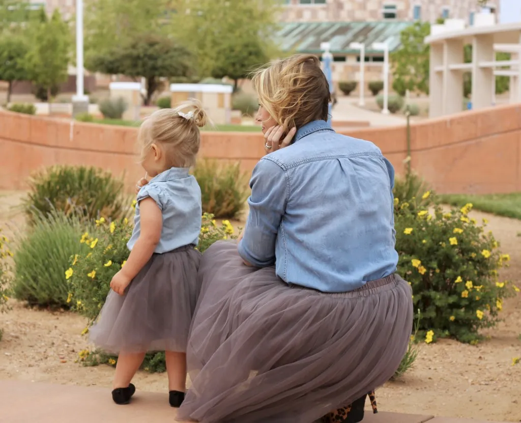 Claire Mommy and Me Ash Gray Tulle Skirts - Set of 2