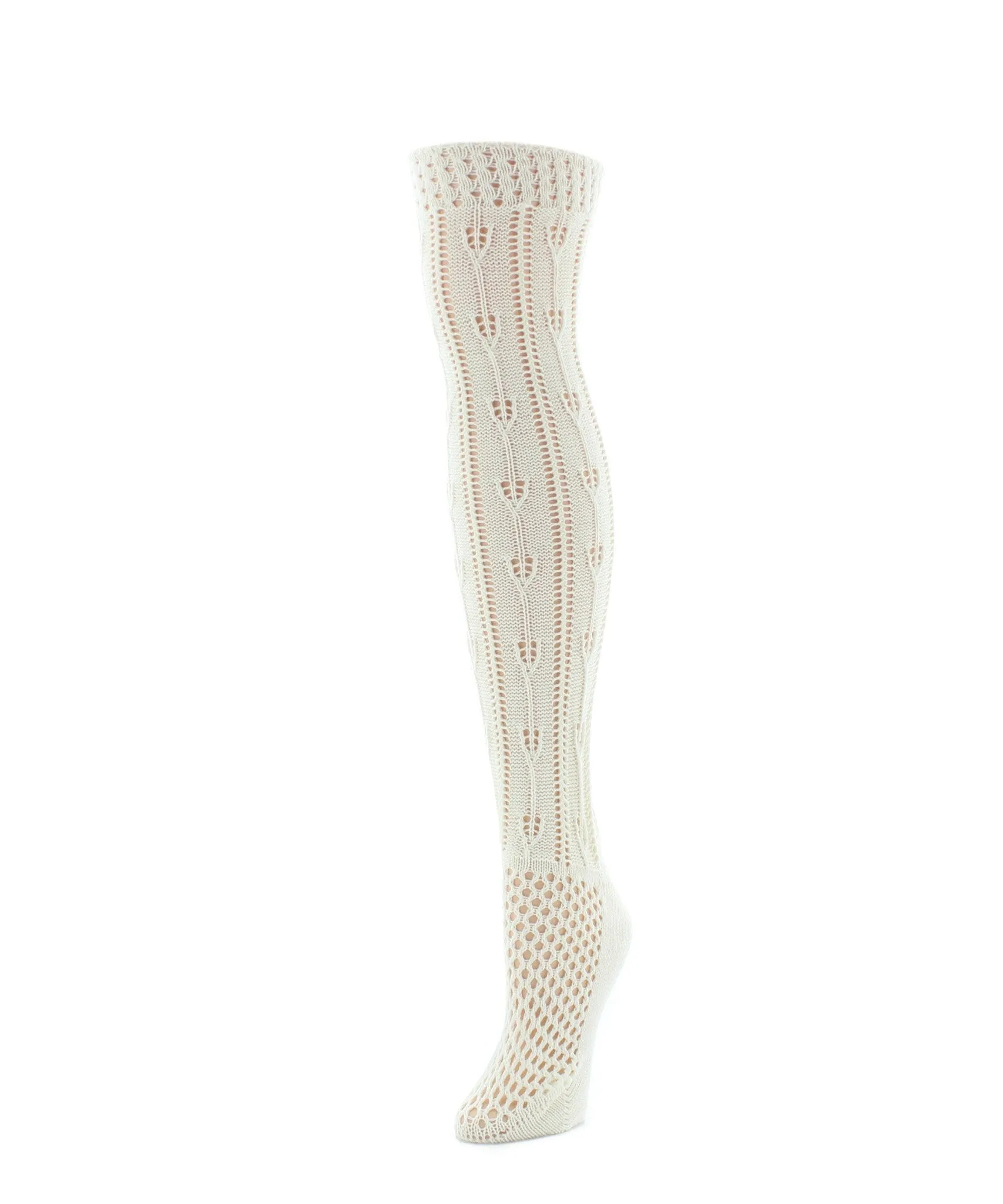 Crochet Stripe Chunky Knit Over-The-Knee Warm Socks