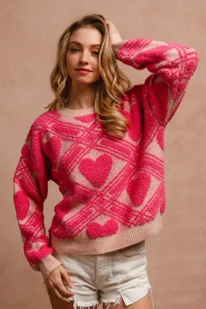 Cross My Heart Pink and Ivory Textured Sweater