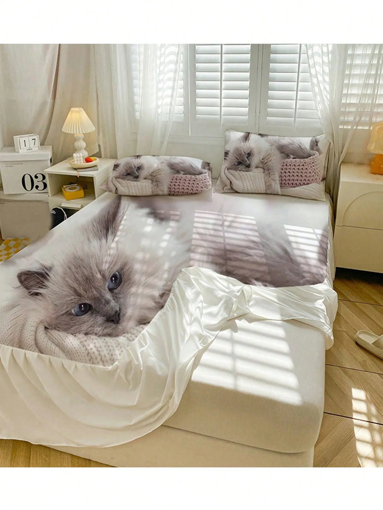 Cute & Comfortable Lazy Cat Bed Skirt, Simple & Cozy For Bedroom