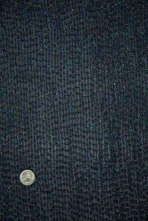 Dark Blue Sequins & Beads on Silk Chiffon Fabric