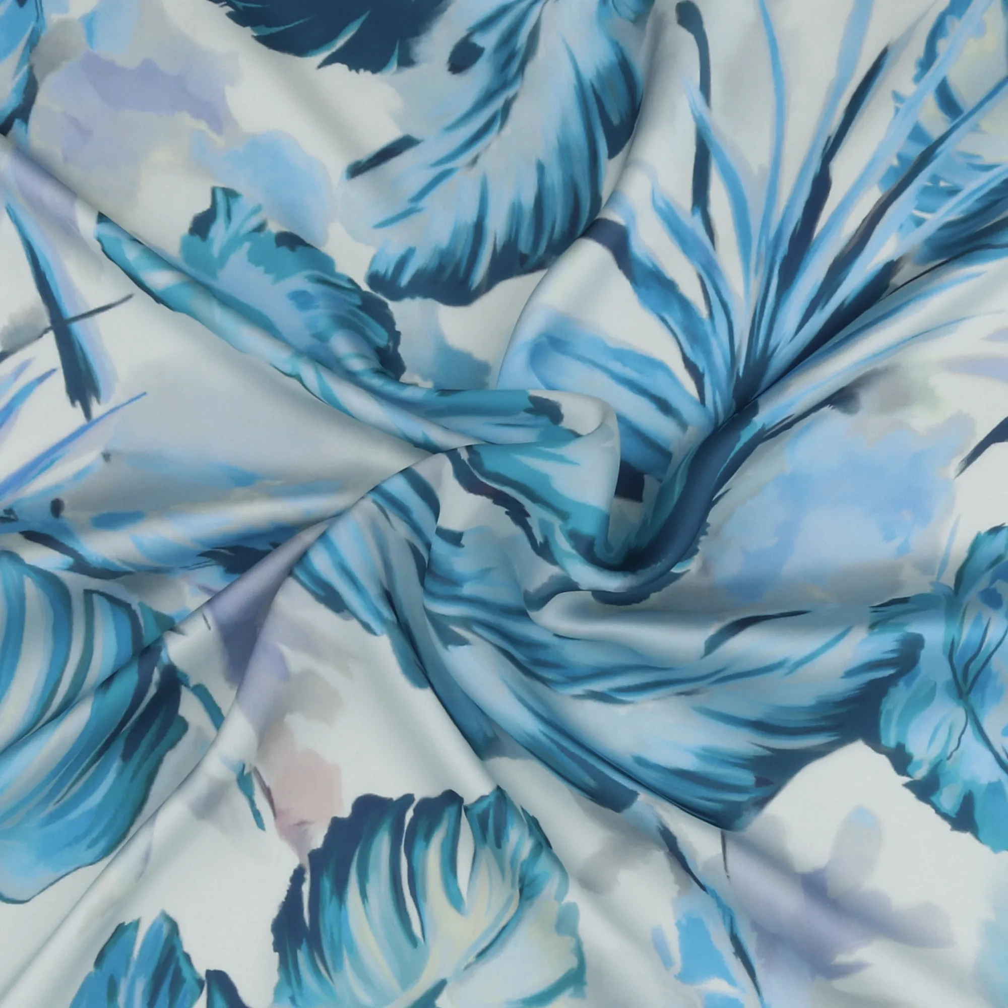 Digital Printed Satin - BOUQUET - 003 - Blue