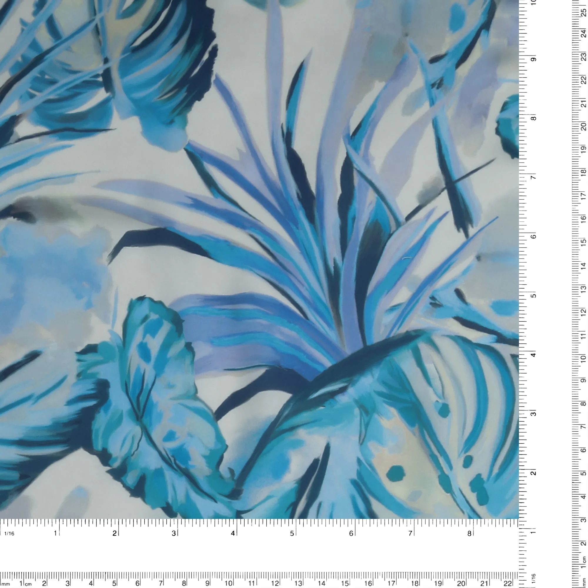 Digital Printed Satin - BOUQUET - 003 - Blue