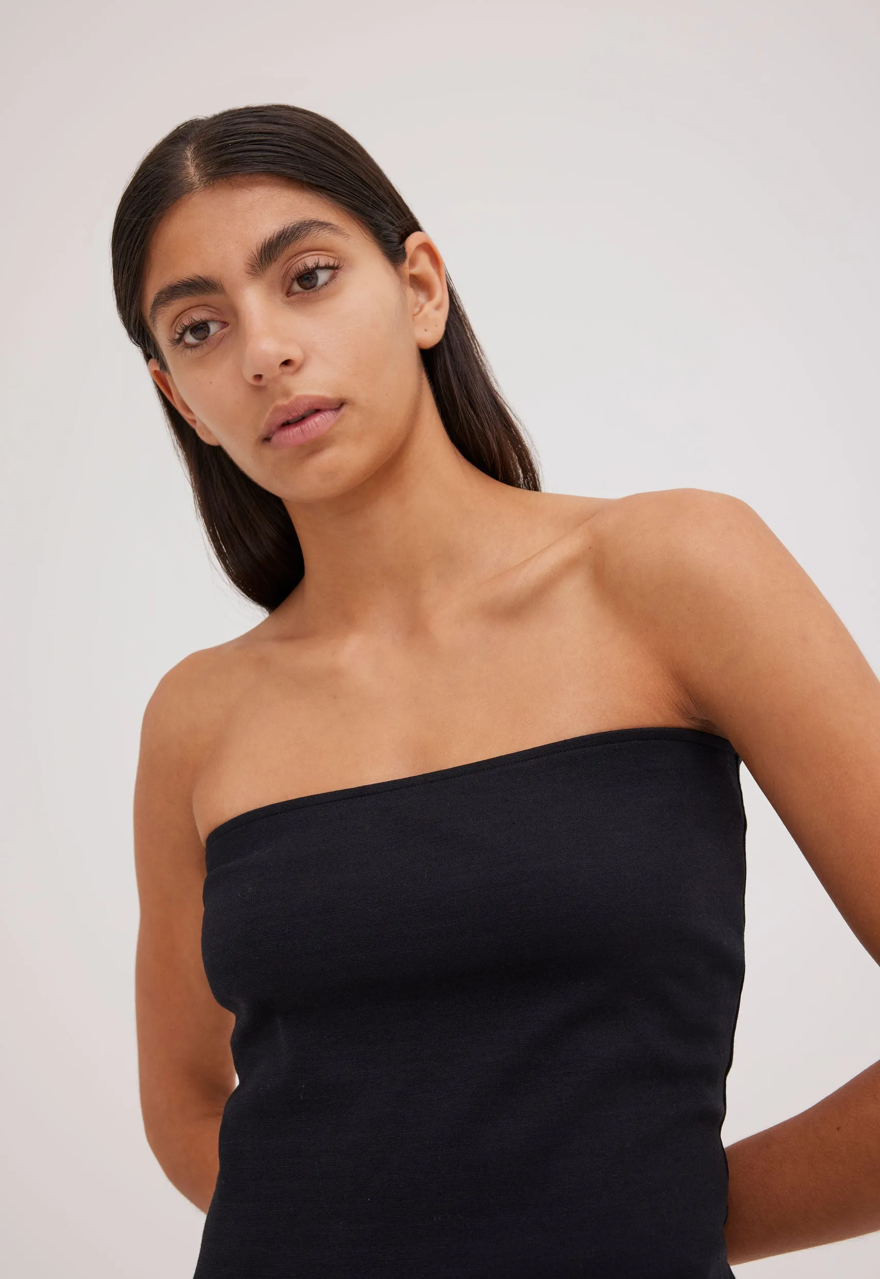 Donnie Wool Ponte Tube Top - Black