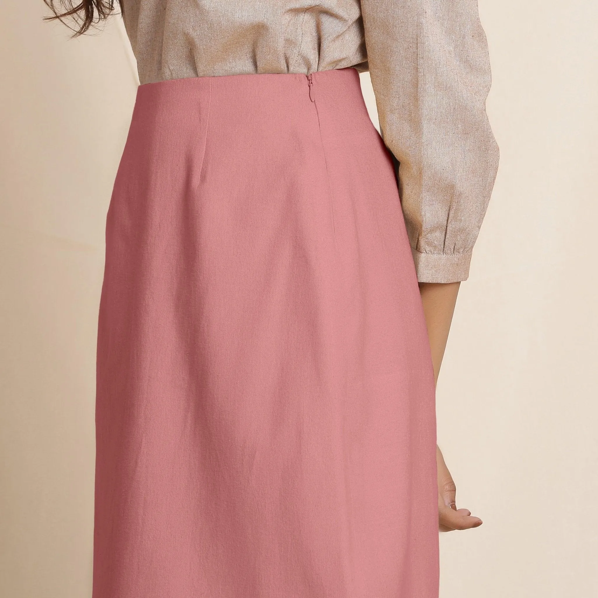 English Rose Warm Cotton Flannel Knee-Length Pencil Skirt