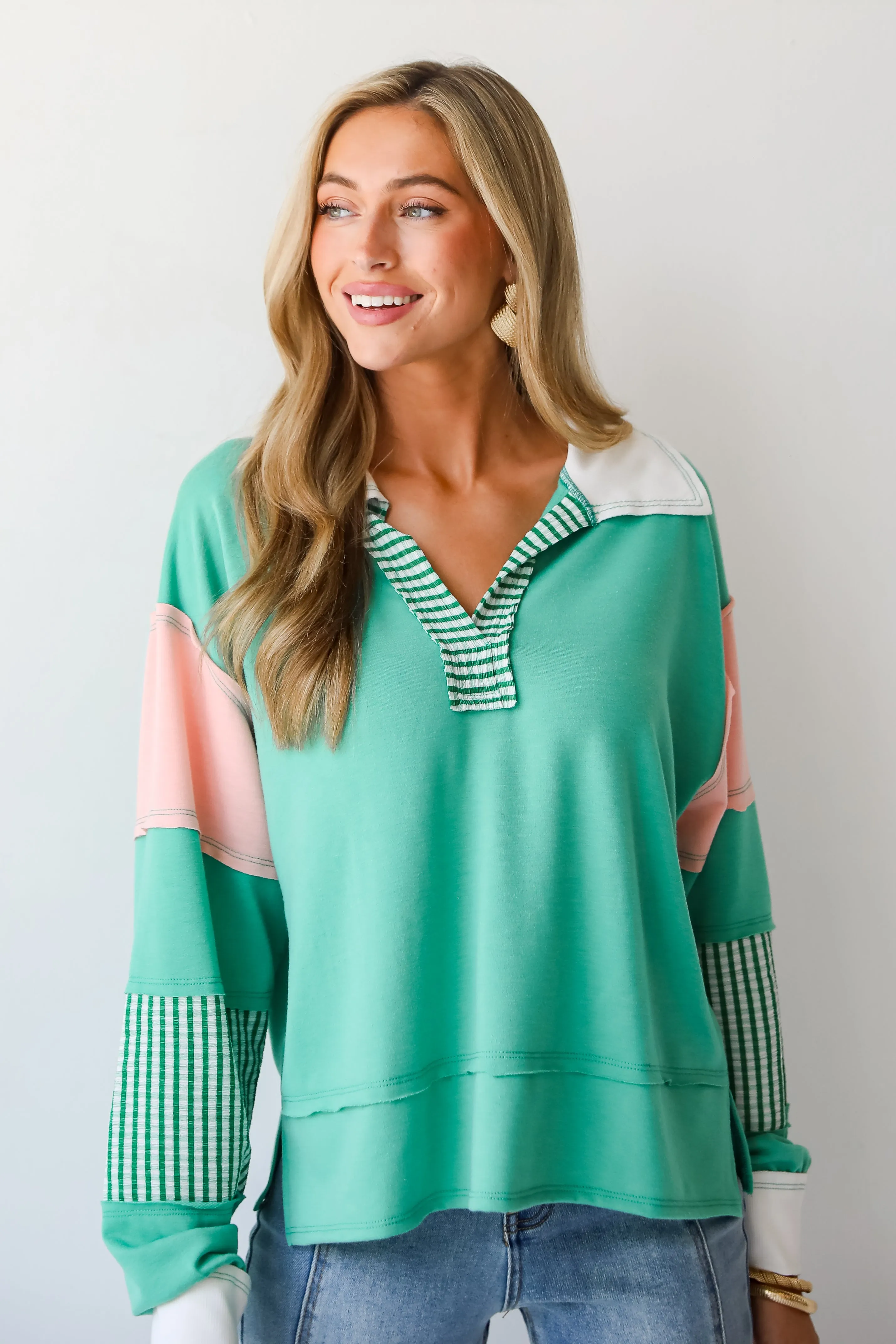 FINAL SALE - Perfect Plans Color Block Collared Top