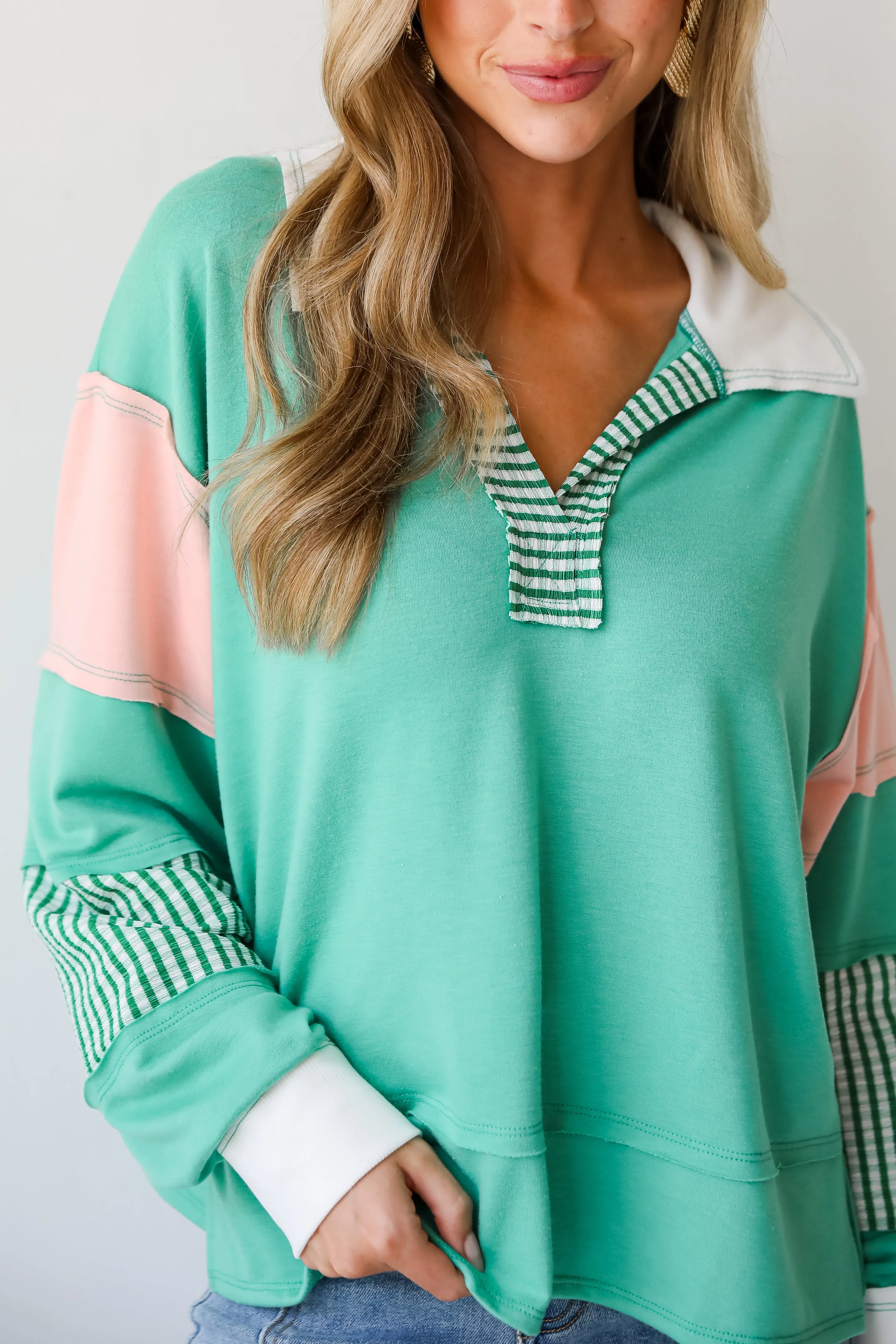 FINAL SALE - Perfect Plans Color Block Collared Top