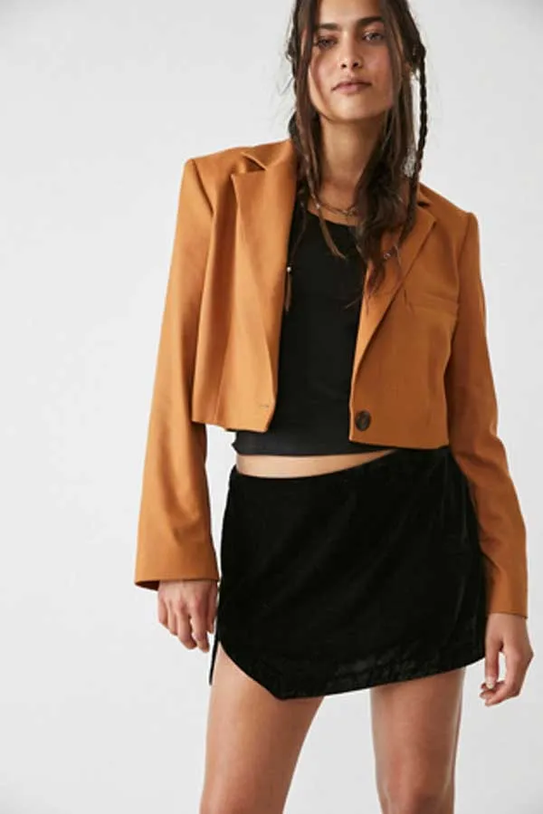 Free People Annalise Velvet Mini Skirt