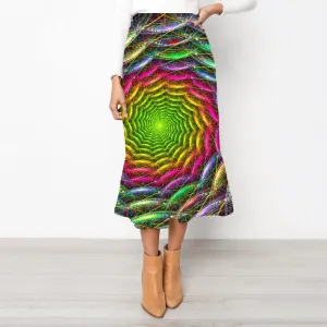 Geometric Skirt Women Psychedelic High waist skirts Vortex Skirt Ladies Colorful School skirt