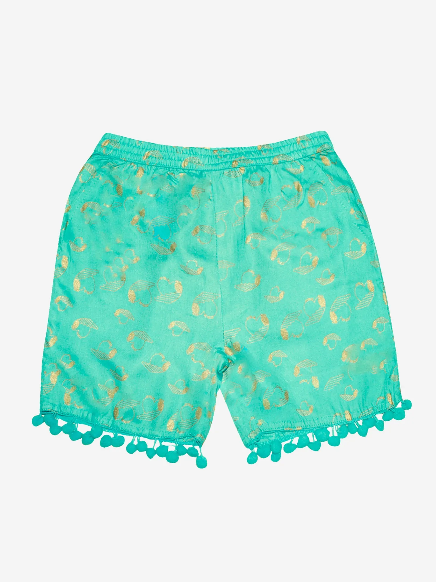 Girls Printed Rayon Shorts with Lace- Pack of 2