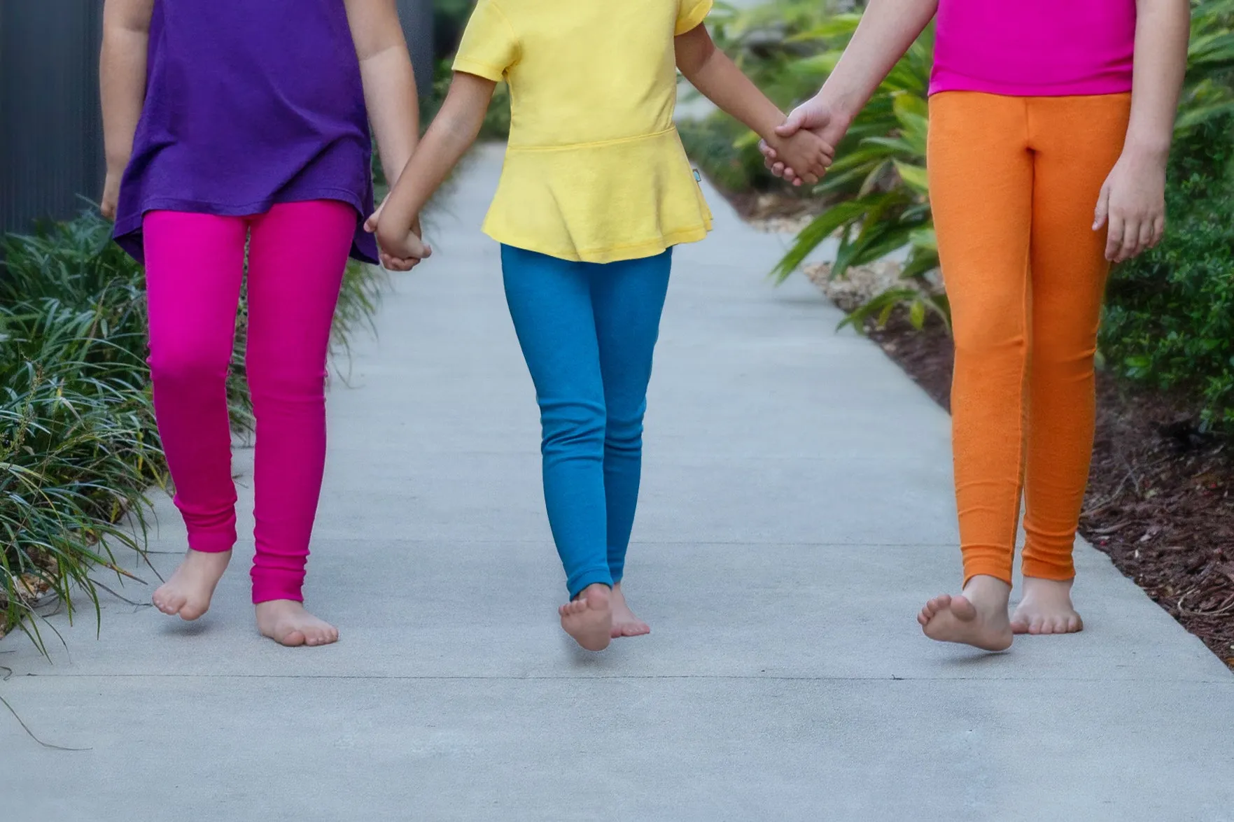 Girls Soft 100% Cotton Solid Colored Leggings | Orange