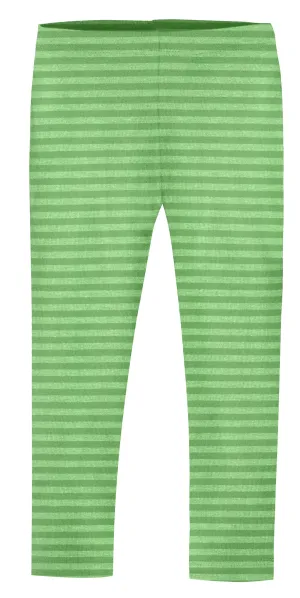 Girls Soft Stripe Leggings  | Elf Green