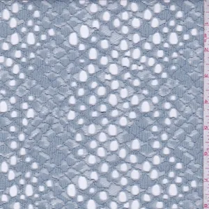 Grey Blue Corded Lace Fabric