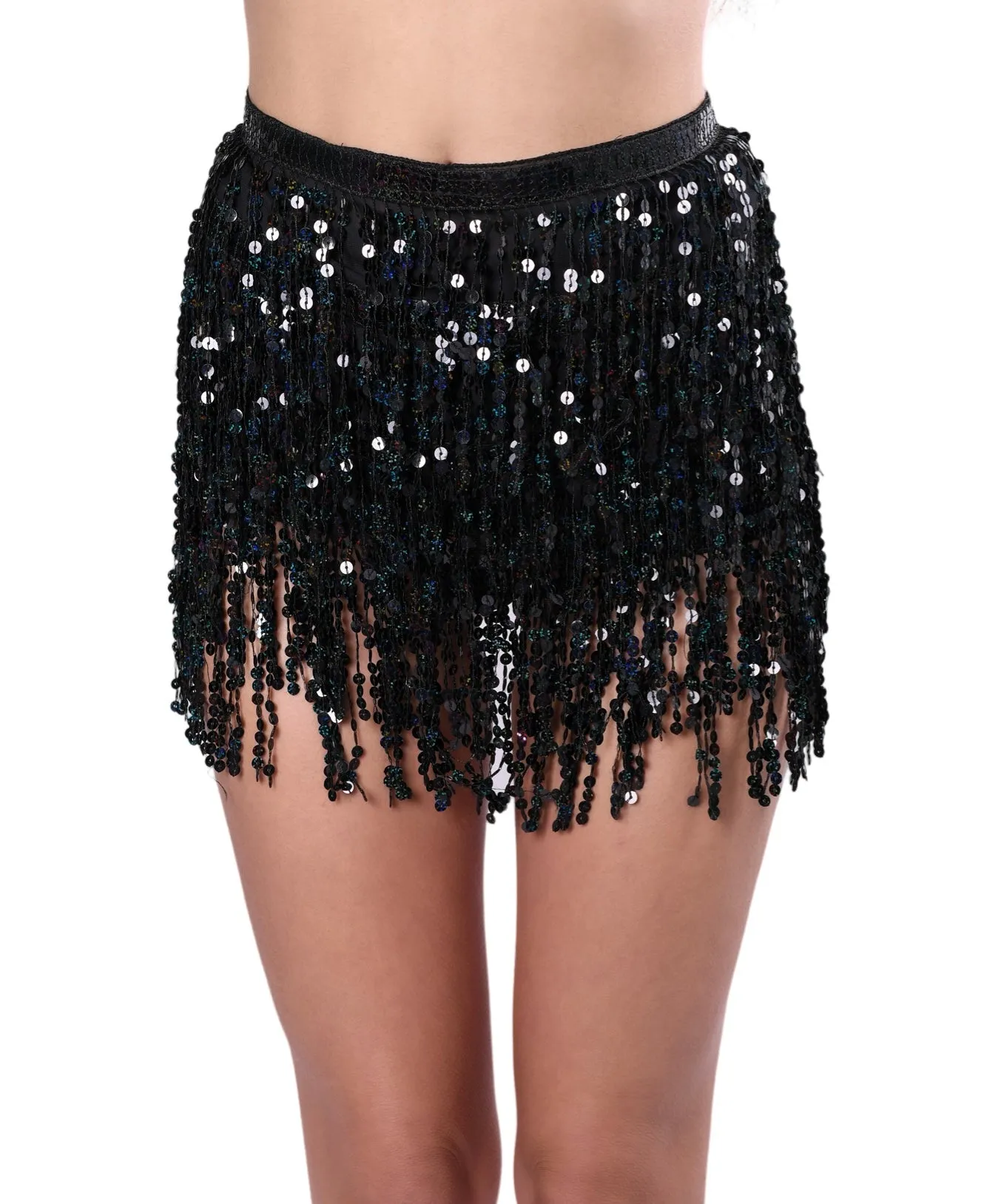 Holographic Sequin Skirt - Midnight Elf