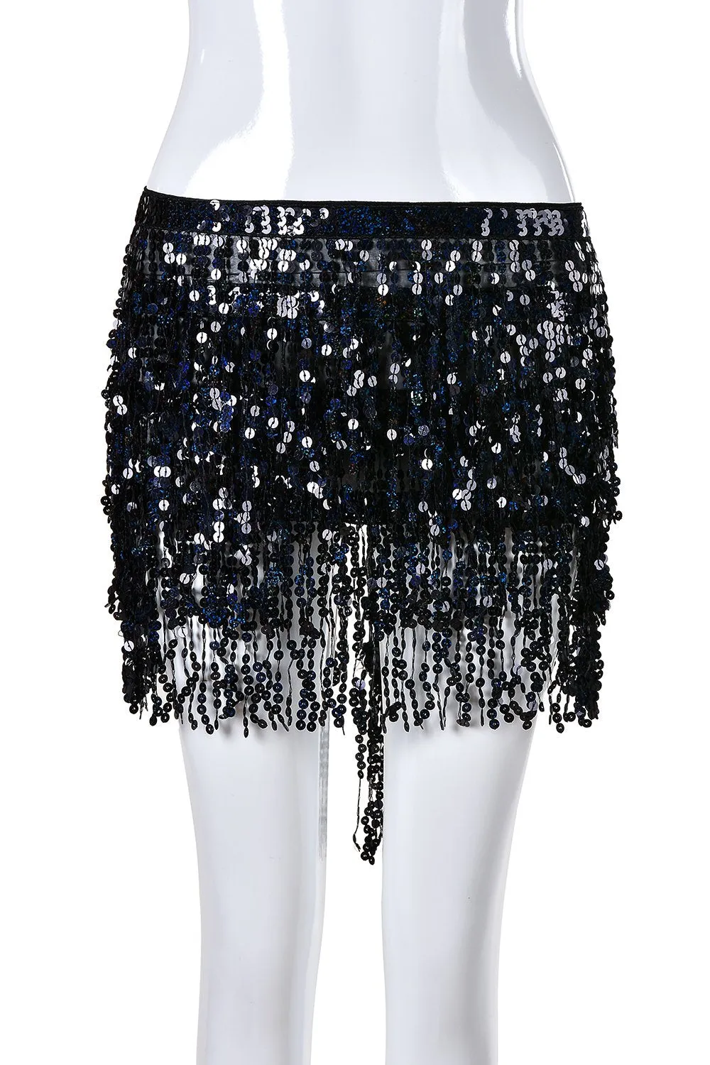 Holographic Sequin Skirt - Midnight Elf