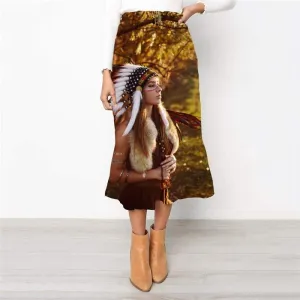 Indios Skirts Women Colorful High waist skirts Landscape Rock Frauen