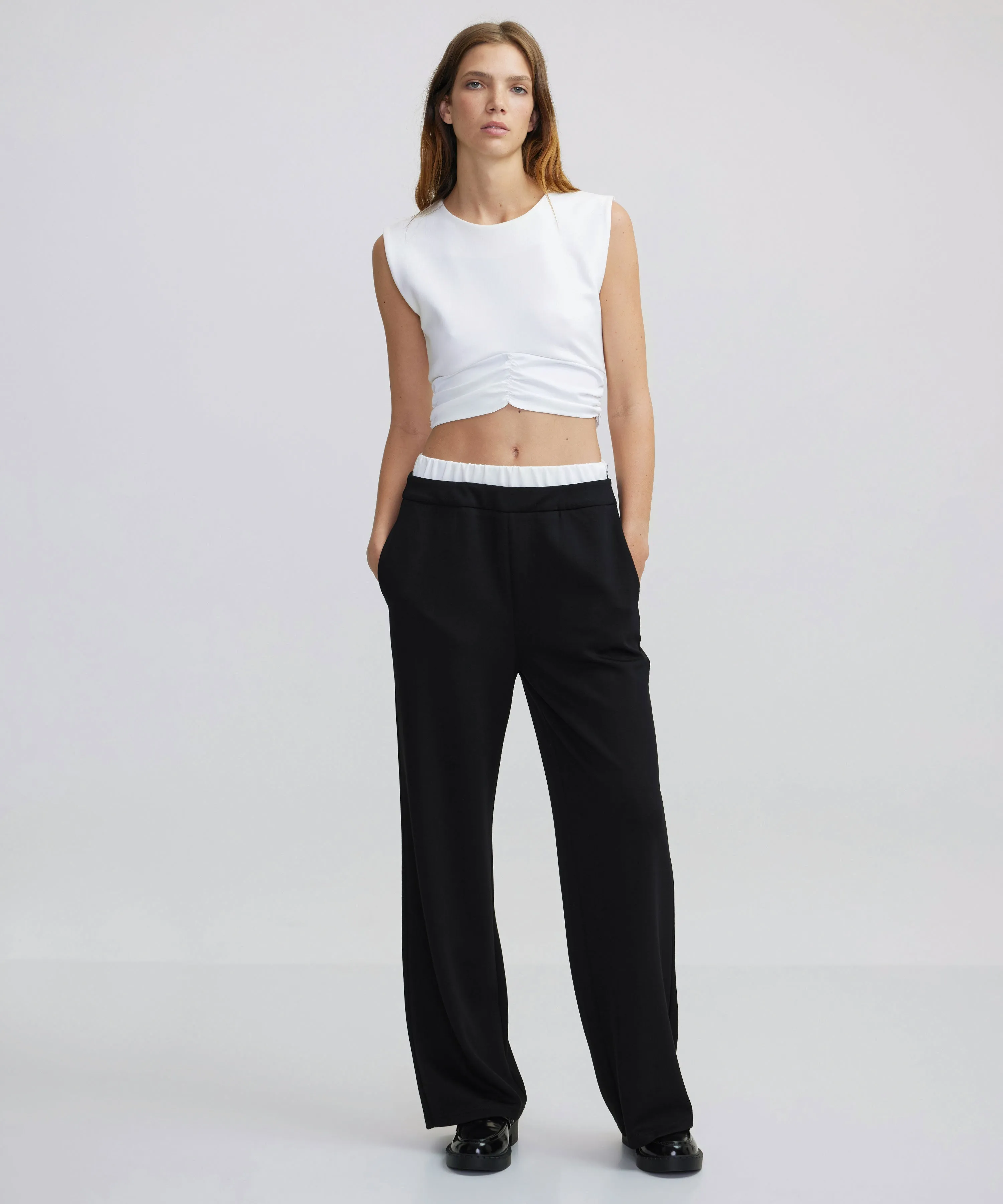 Ipekyol Contrast Elastic Waist Trousers Black