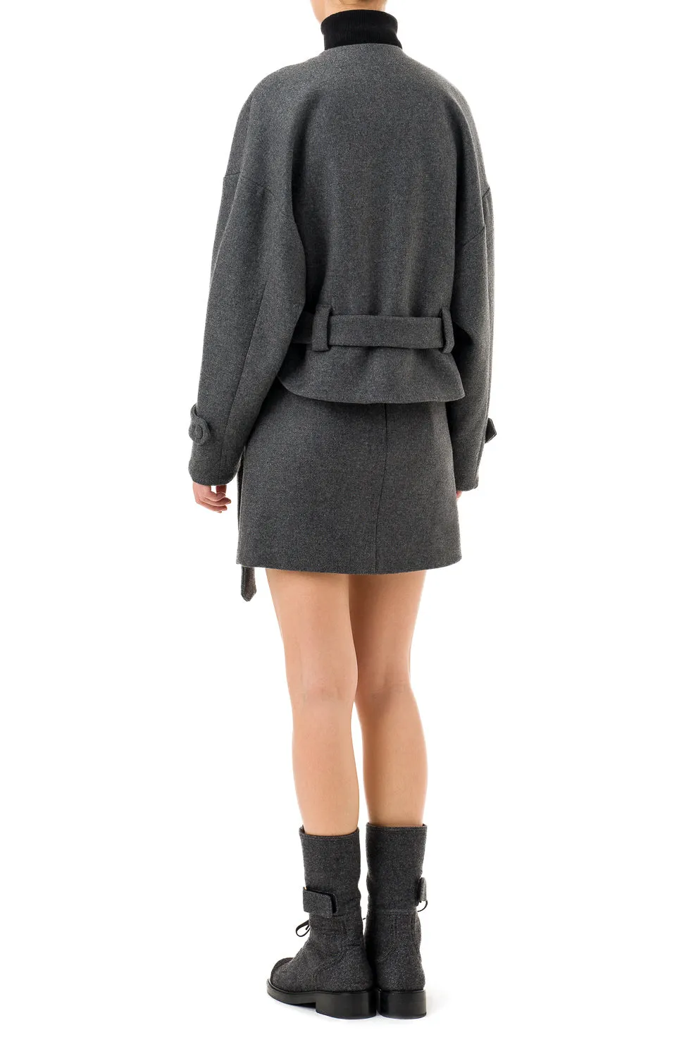 'Isabella' Grey Cropped Boxy Coat