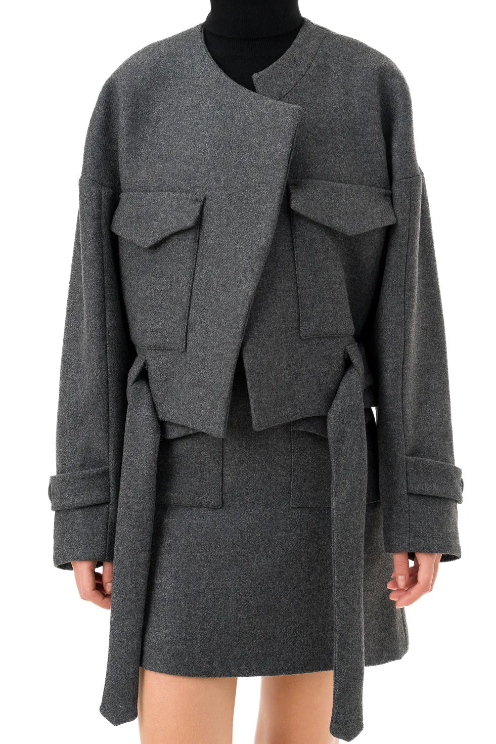 'Isabella' Grey Cropped Boxy Coat