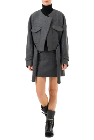 'Isabella' Grey Cropped Boxy Coat