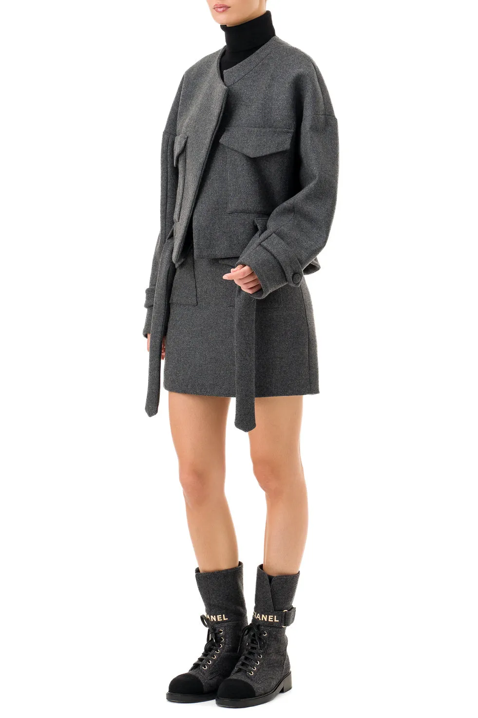 'Isabella' Grey Cropped Boxy Coat