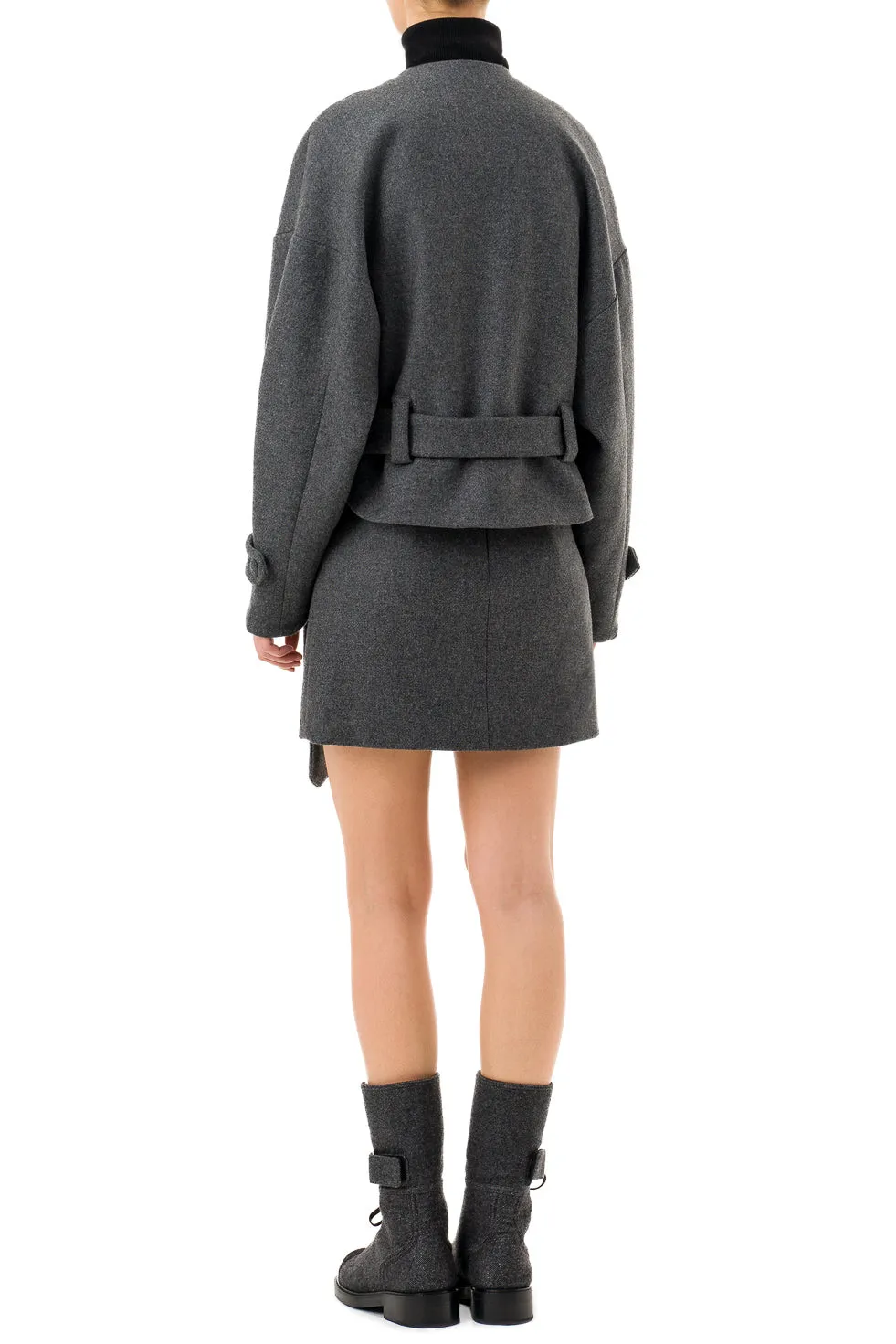 'Isabella' Grey Cropped Boxy Coat