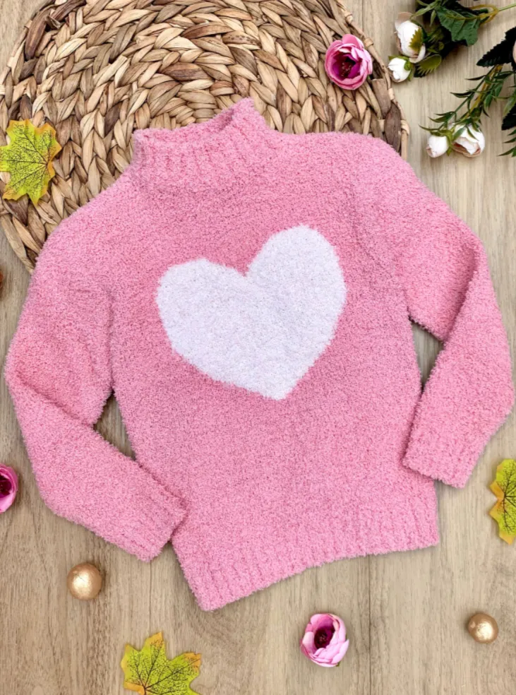 Keep Her Heart Close Pink Fuzzy Sweater