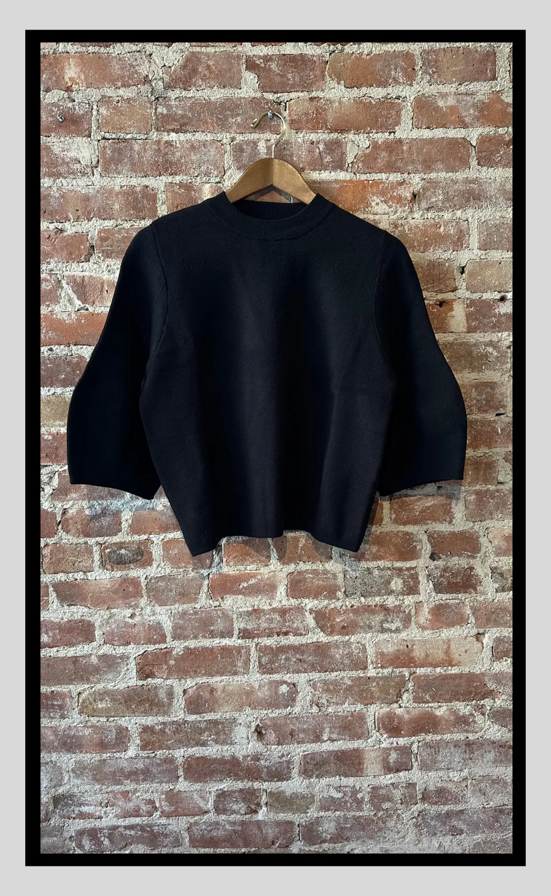 Knit Sweater with Puffy Sleeves – Available in Beige and Black