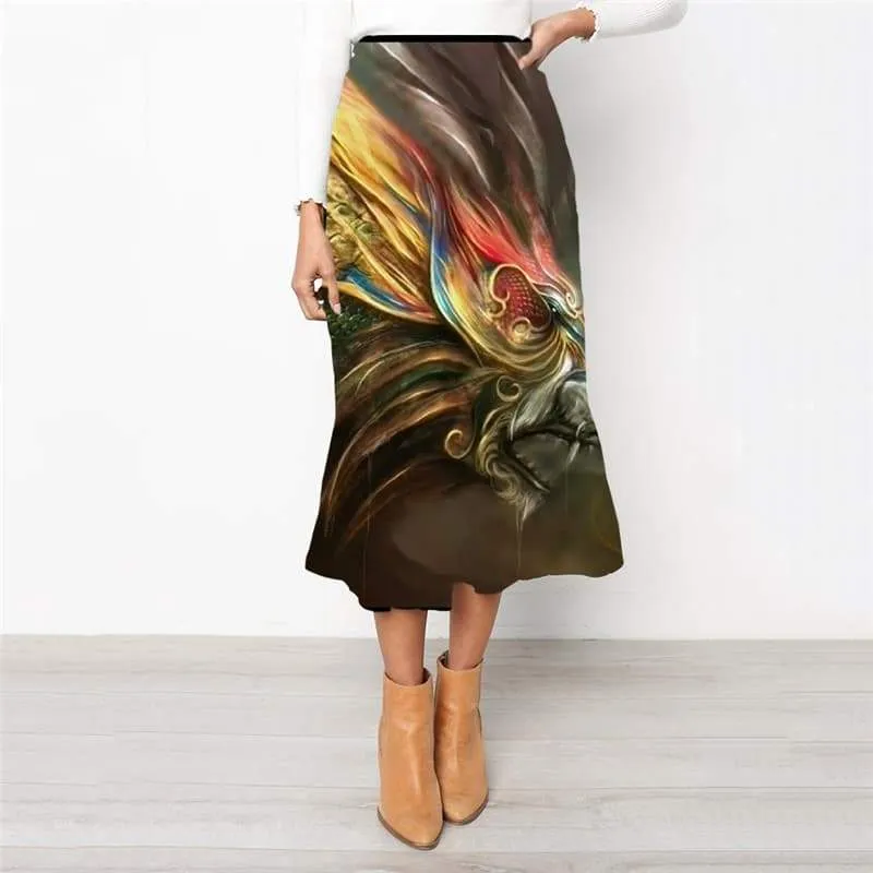 Lion Skirt Women Animal Rock Frauen Anime School skirt Colorful Skirt Ladies Nebula High waist skirts