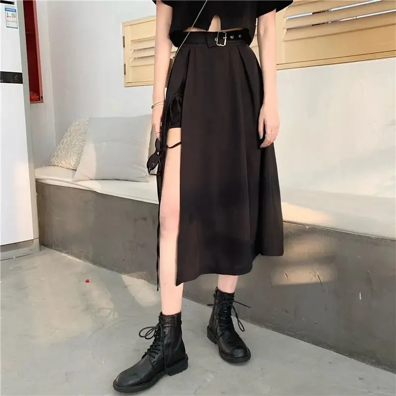 Long Casual High Comfortable Waist Vintage Simple Match Solid All Skirt