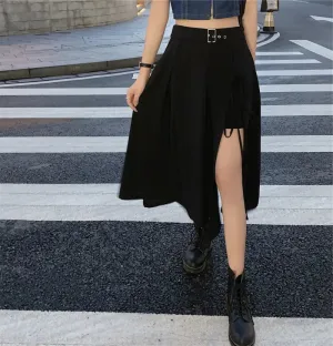 Long Casual High Comfortable Waist Vintage Simple Match Solid All Skirt