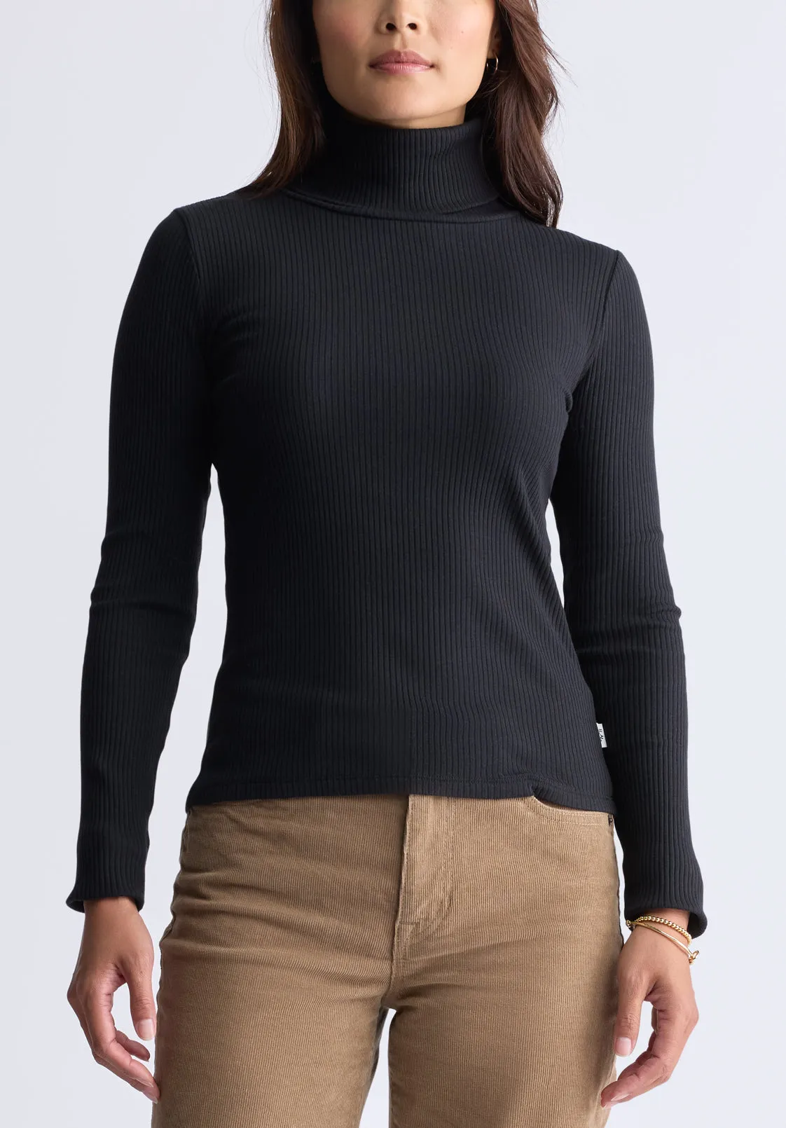 Mavra Women's Ribbed Turtleneck Top, Black - KT0164H