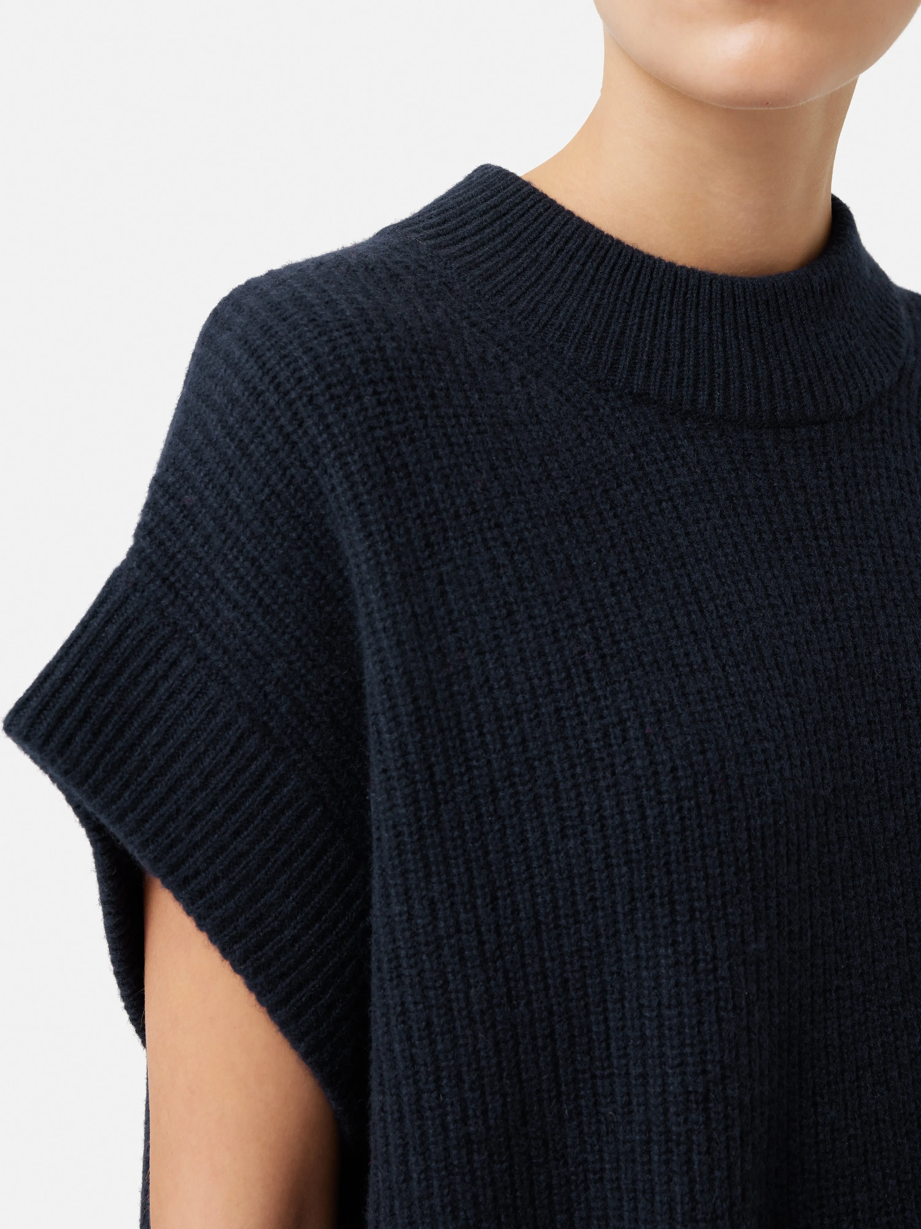 Merino Cashmere Ribbed Tunic | Navy