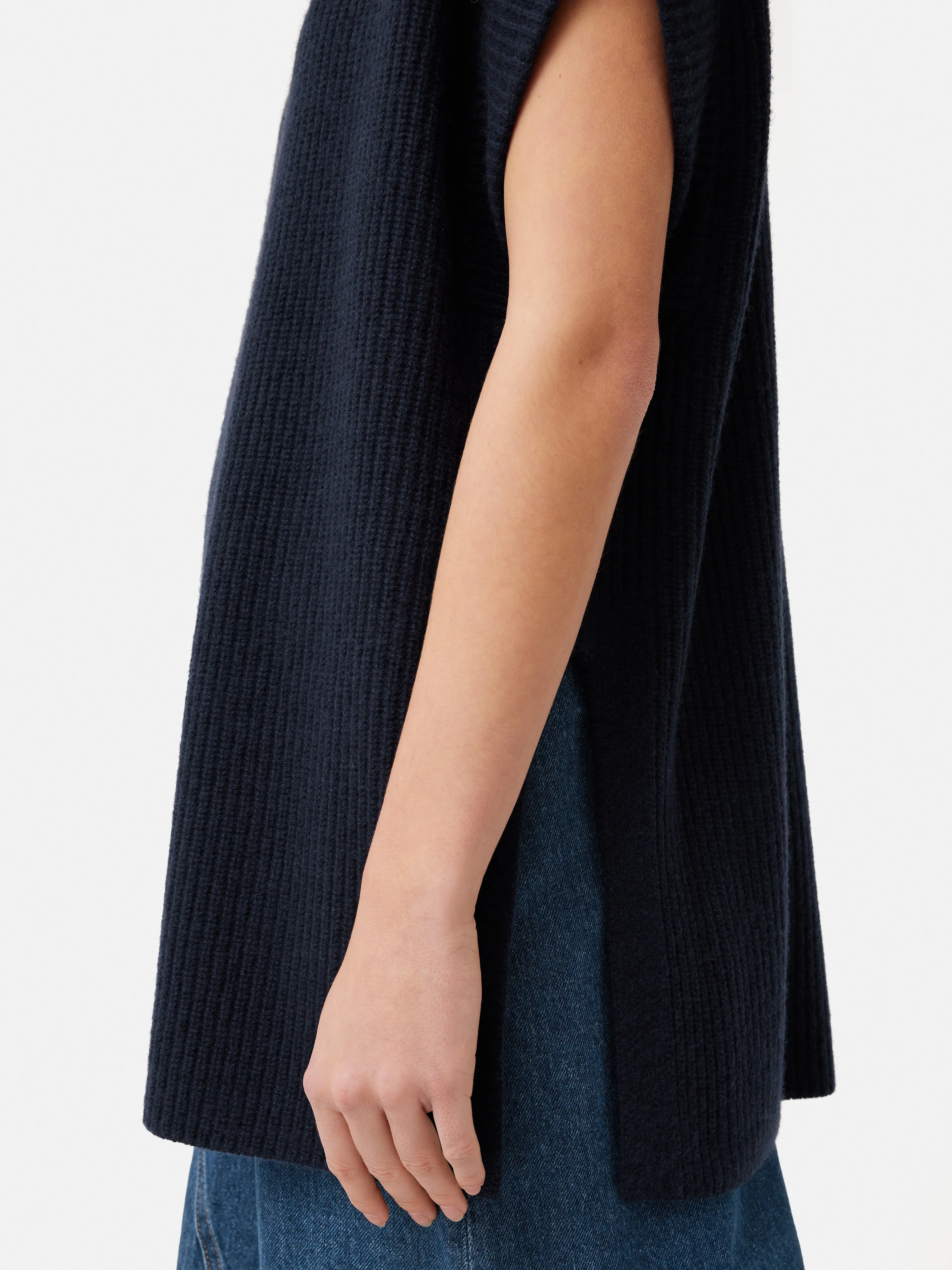 Merino Cashmere Ribbed Tunic | Navy