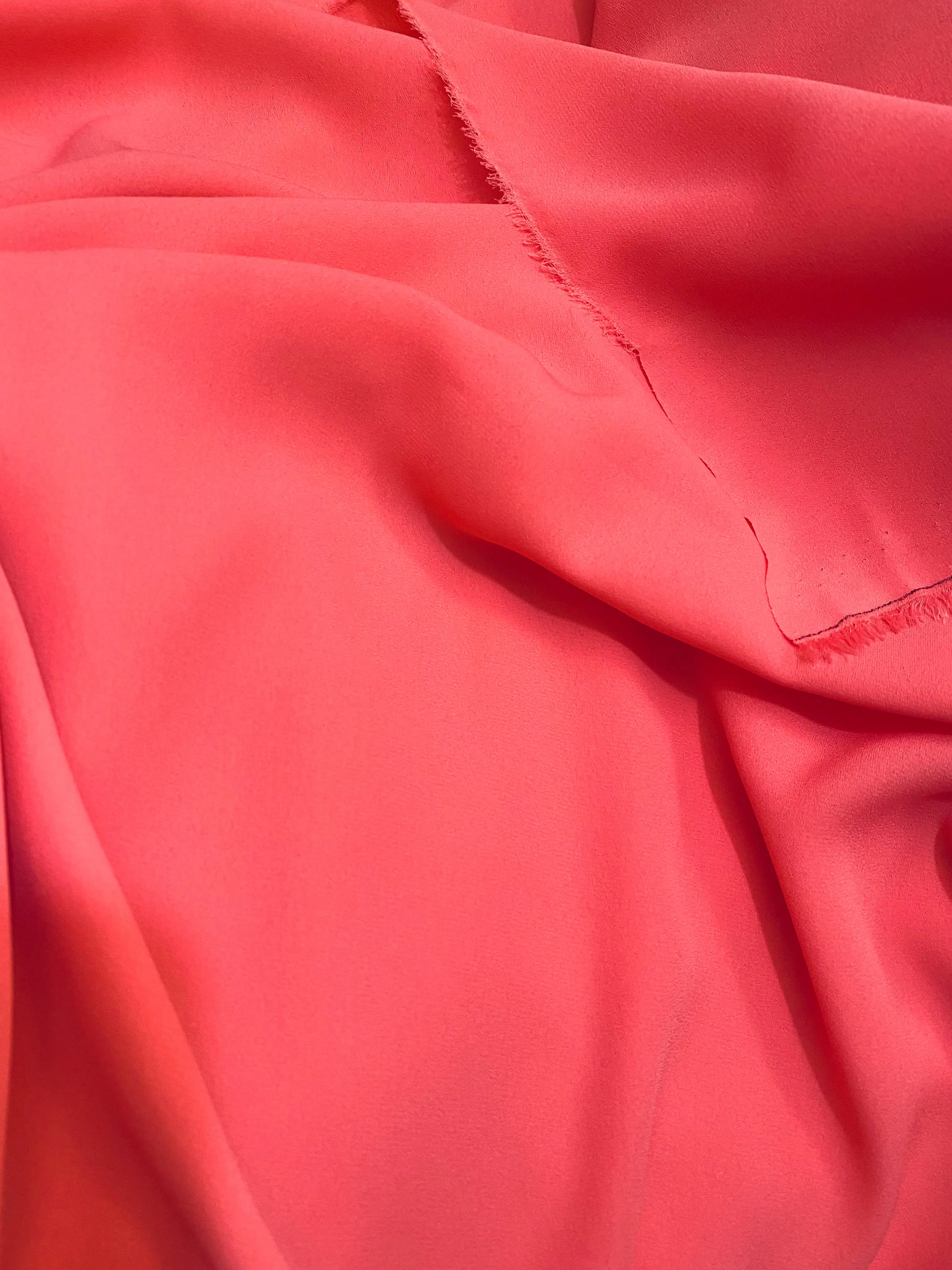 NEW Baroness De Leon Crepe Chiffon (Faux Silk Crepe) in Coral Synthetic