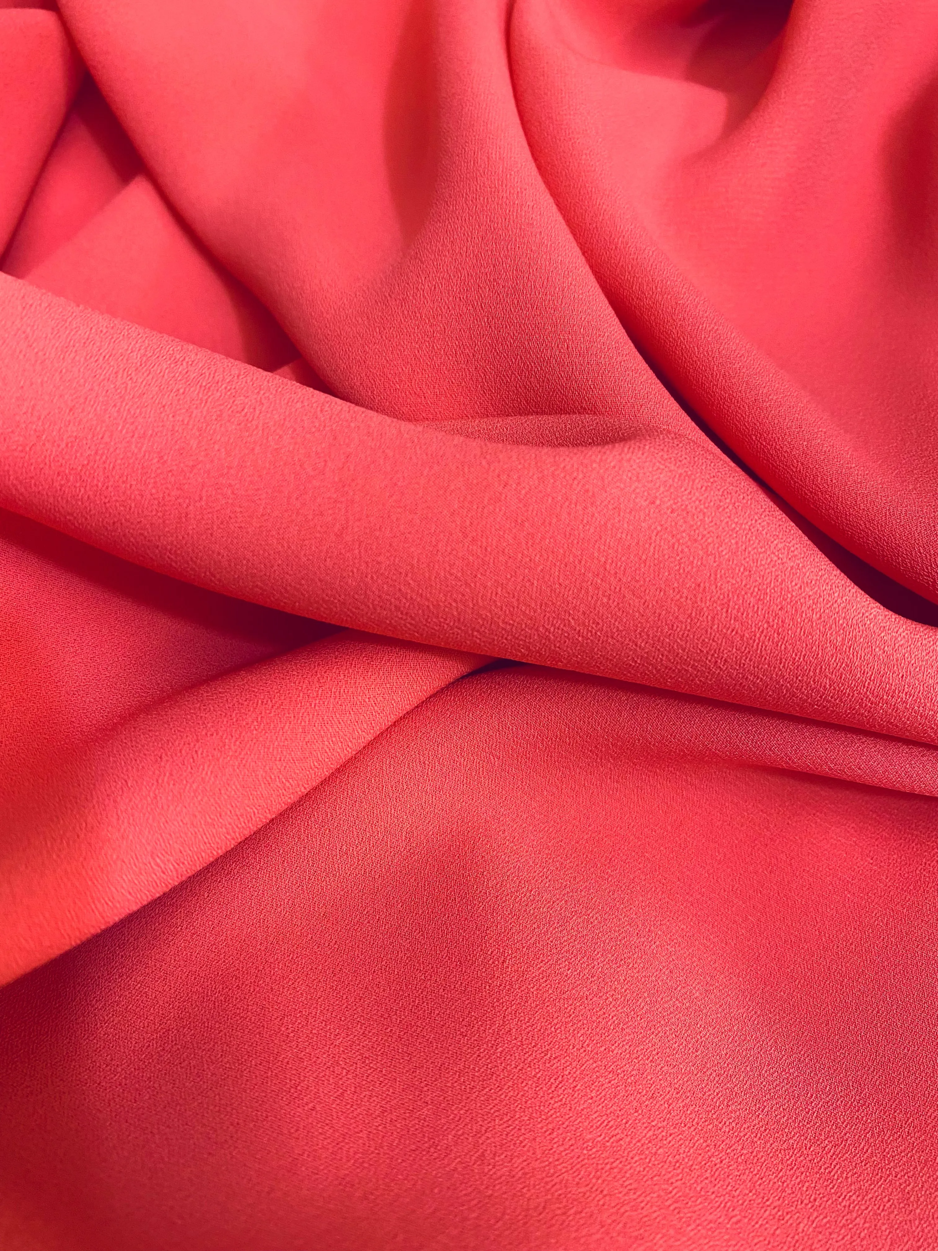 NEW Baroness De Leon Crepe Chiffon (Faux Silk Crepe) in Coral Synthetic