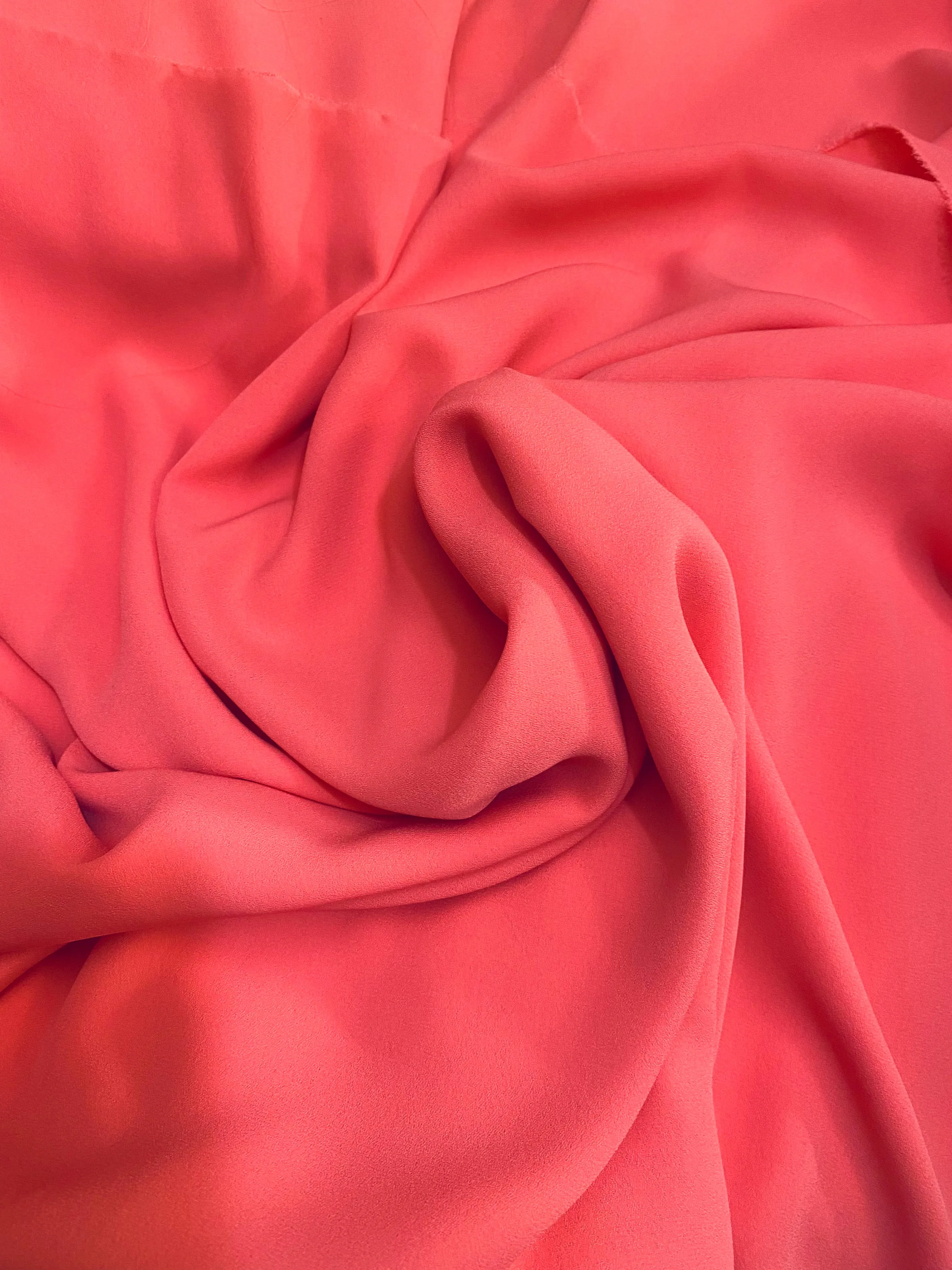 NEW Baroness De Leon Crepe Chiffon (Faux Silk Crepe) in Coral Synthetic