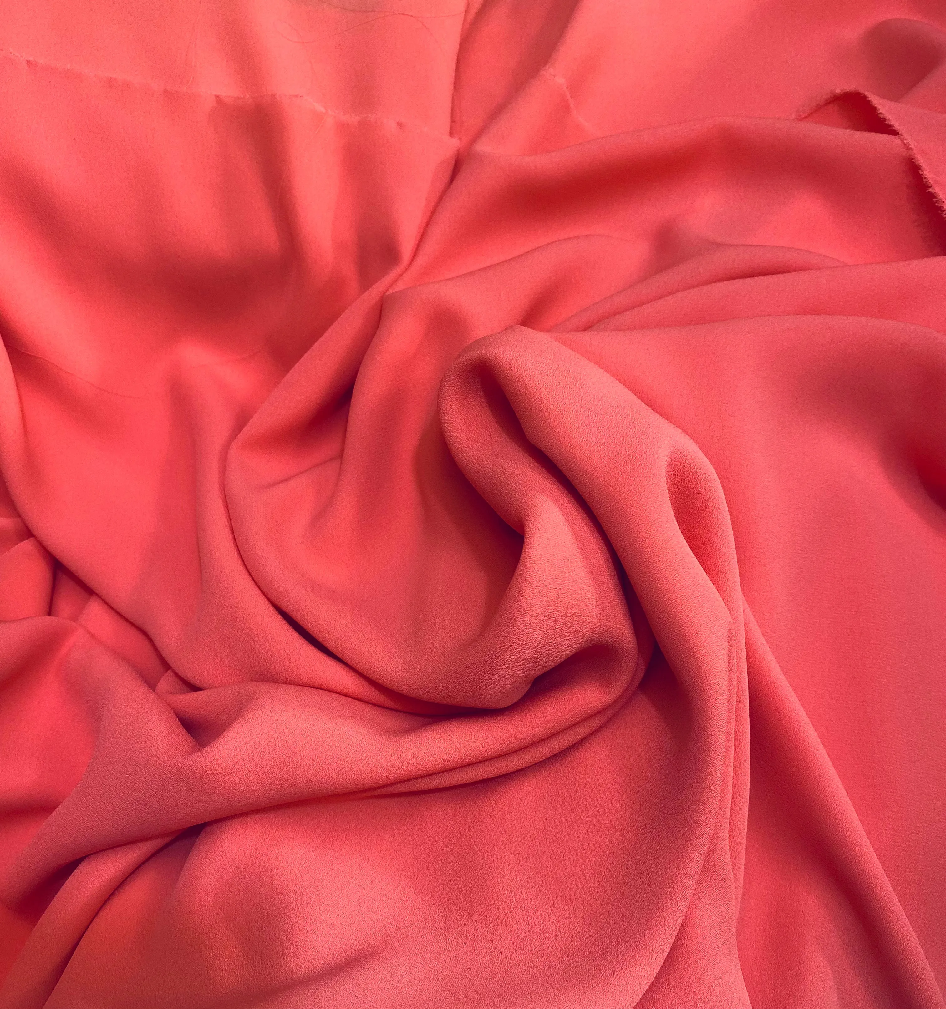 NEW Baroness De Leon Crepe Chiffon (Faux Silk Crepe) in Coral Synthetic